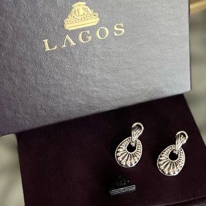 Brand New LAGOS Sterling Silver Chi Chi Oval Fluted Drop Earrings - 01-80821-M